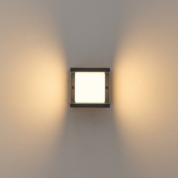 Molto Luce Εξωτερικός φωτιστικός τοίχου LED FYNN-U, ανθρακί, 12 cm, IP65, CCT on/off, Μαύρο, Αλουμίνιο, σύγχρονο