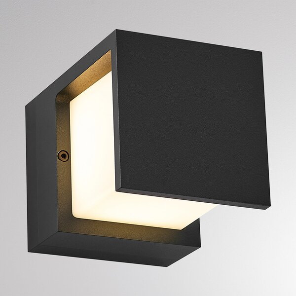 Molto Luce Εξωτερικός φωτιστικός τοίχου LED FYNN-Y, ανθρακί, 12 cm, IP65,, Μαύρο, Αλουμίνιο, σύγχρονο