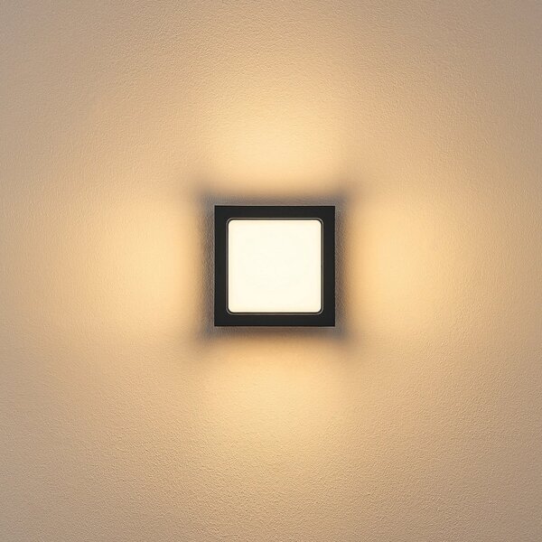 Molto Luce Εξωτερικός φωτιστικός τοίχου LED FYNN-X, ανθρακί, 12 cm, IP65, CCT on/off, Μαύρο, Αλουμίνιο, σύγχρονο