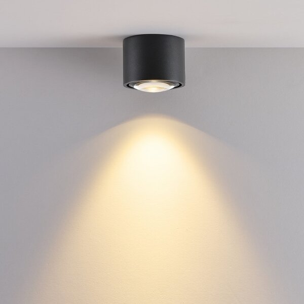 Molto Luce Εξωτερικός φωτιστικό οροφής LED MAG MINI, μαύρο, Ø 9 cm, CCT με δυνατότητα, ρυθμιζόμενος, Μαύρο, Μπάνιο, Αλουμίνιο, σύγχρονο