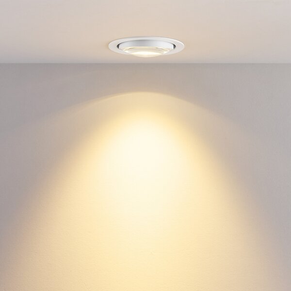 Molto Luce Εντοιχισμένος φωτιστικός LED οροφής MAG MINI, λευκός, Ø 10 cm, CCT 18 V, Λευκό, Σαλόνι / τραπεζαρία, Αλουμίνιο, σύγχρονο, Φωτιστικά εσοχής στρογγυλά