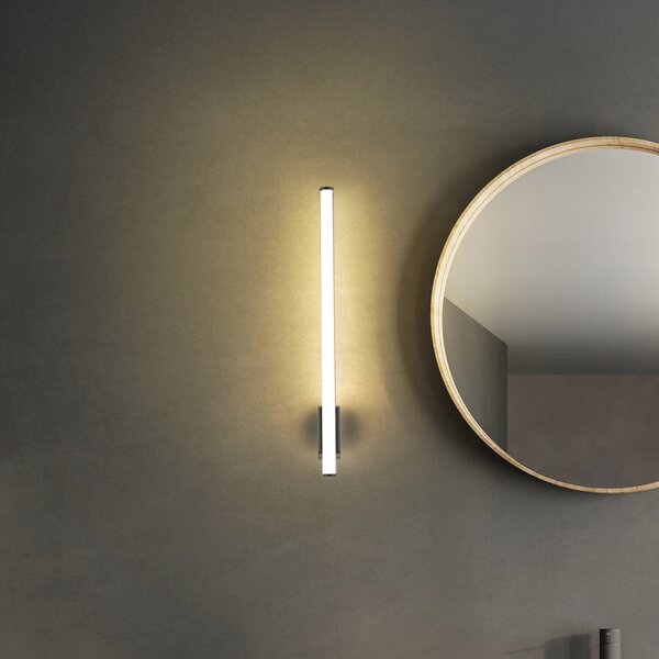 Molto Luce Φωτιστικό τοίχου LED VINA UP M, μαύρο, ύψος 60 cm, IP44, CCT, Μαύρο, Μπάνιο, Αλουμίνιο, σύγχρονο