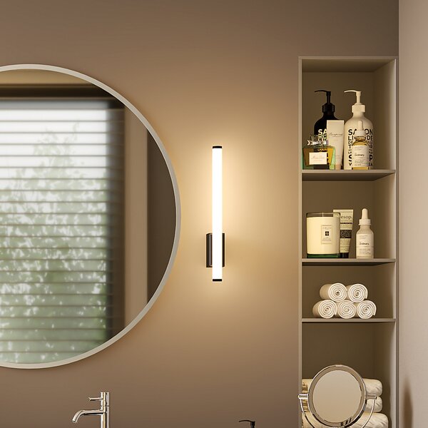 Molto Luce Φωτιστικό τοίχου LED VINA UP S, μαύρο, ύψος 40 cm, IP44, CCT, Μαύρο, Μπάνιο, Αλουμίνιο, σύγχρονο