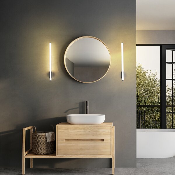 Molto Luce Φωτιστικό τοίχου LED VINA UP M, μαύρο, ύψος 60 cm, IP44, CCT, Μαύρο, Μπάνιο, Αλουμίνιο, σύγχρονο