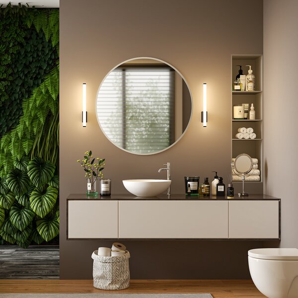 Molto Luce Φωτιστικό τοίχου LED VINA UP S, μαύρο, ύψος 40 cm, IP44, CCT, Μαύρο, Μπάνιο, Αλουμίνιο, σύγχρονο
