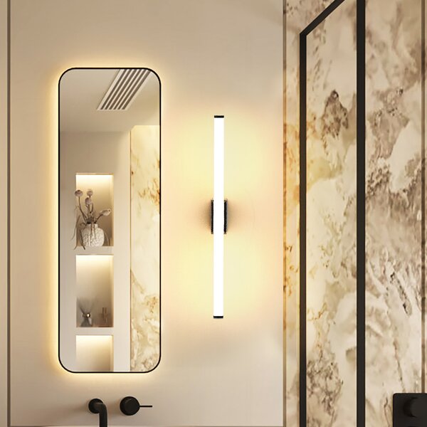 Molto Luce Φωτιστικό τοίχου LED VINA S, μαύρο, πλάτος 40 cm, IP44, CCT, Μαύρο, Μπάνιο, Αλουμίνιο, σύγχρονο