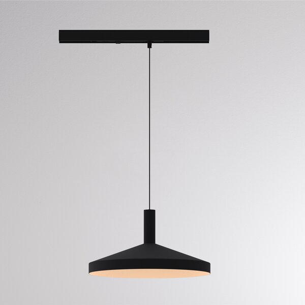 Molto Luce Κρεμαστό φωτιστικό LED σε ράγα LORA III, μαύρο, Ø 36 cm, 40°, CCT, τριφασικό, Μαύρο, Σαλόνι / τραπεζαρία, Μέταλλο, σύγχρονο, Σύστημα σιδηροτροχιών