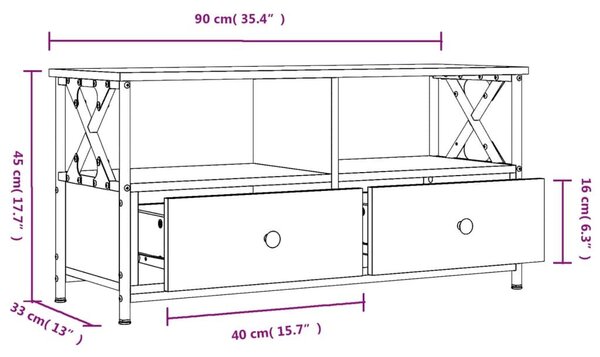 Έπιπλο Τηλεόρασης Μαύρο 90 x 33 x 45 εκ. Επεξεργ. Ξύλο / Σίδερο - Μαύρο