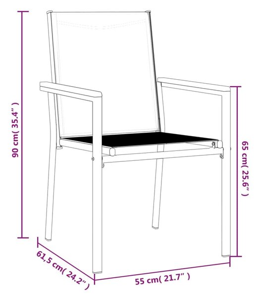 Καρέκλες Κήπου 2 τεμ. Μαύρο 55x61,5x90 εκ. από Textilene/Ατσάλι - Μαύρο