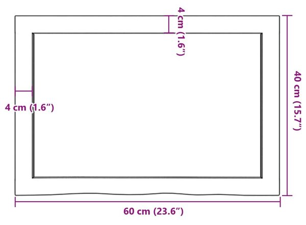 Ράφι Τοίχου 60x40x(2-4) εκ. από Ακατέργαστο Μασίφ Ξύλο Δρυός - Καφέ