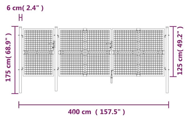 Πόρτα Περίφραξης με Πλέγμα Πράσινη 400 x 175 εκ. Γαλβαν. Ατσάλι - Πράσινο