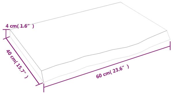 Ράφι Τοίχου Σκούρο Καφέ 60x40x(2-4) εκ. Επεξ. Μασίφ Ξύλο Δρυός - Καφέ