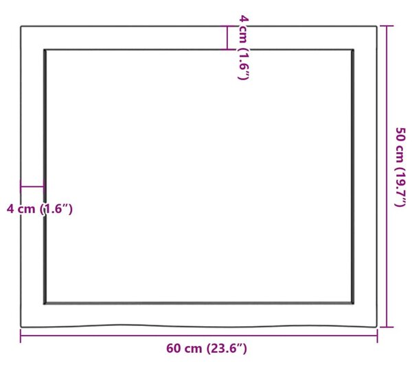 Ράφι Τοίχου 60x50x(2-6) εκ. από Ακατέργαστο Μασίφ Ξύλο Δρυός - Καφέ