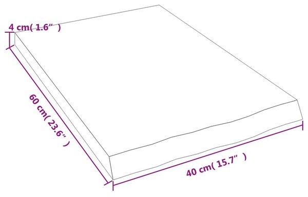 Ράφι Τοίχου Ανοιχτό Καφέ 40x60x(2-4)εκ. Επεξ. Μασίφ Ξύλο Δρυός - Καφέ