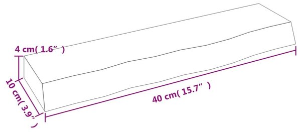 Ράφι Τοίχου 40 x 10 x 4 εκ. από Ακατέργαστο Μασίφ Ξύλο Δρυός - Καφέ