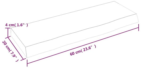 Ράφι Τοίχου Σκούρο Καφέ 60x20x4 εκ. Επεξεργ. Μασίφ Ξύλο Δρυός - Καφέ