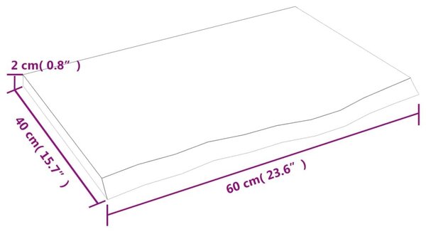 Ράφι Τοίχου 60 x 40 x 2 εκ. από Ακατέργαστο Μασίφ Ξύλο Δρυός - Καφέ