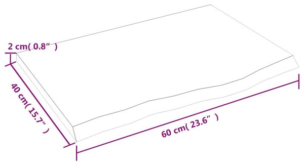 Πάγκος Μπάνιου Σκούρο Καφέ 60x40x2 εκ. Επεξ. Μασίφ Ξύλο - Γκρι