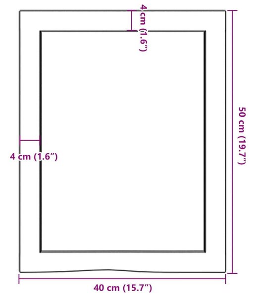 Ράφι Τοίχου Σκούρο Καφέ 40x50x(2-6) εκ. Επεξ. Μασίφ Ξύλο Δρυός - Καφέ