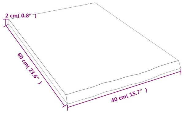 Ράφι Τοίχου Σκούρο Καφέ 40x60x2 εκ. Επεξεργ. Μασίφ Ξύλο Δρυός - Καφέ