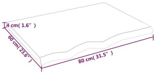 Ράφι Τοίχου Ανοιχτό Καφέ 80x60x(2-4)εκ. Επεξ. Μασίφ Ξύλο Δρυός - Καφέ