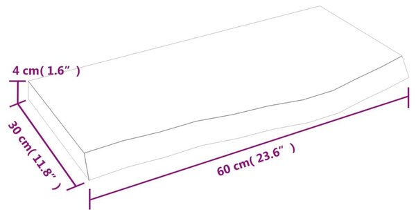 Ράφι Τοίχου Σκούρο Καφέ 60x30x(2-4) εκ. Επεξ. Μασίφ Ξύλο Δρυός - Καφέ