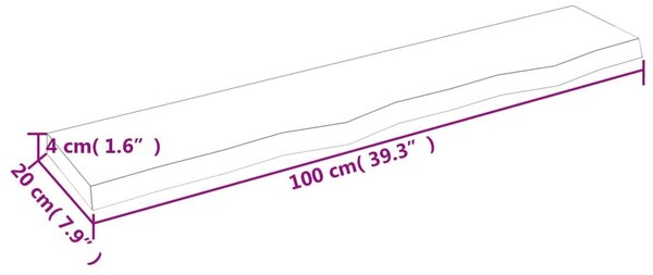 Ράφι Τοίχου Σκούρο Καφέ 100x20x4 εκ. Επεξεργ. Μασίφ Ξύλο Δρυός - Καφέ