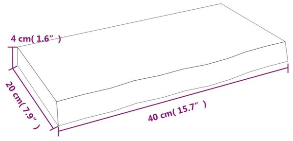 Ράφι Τοίχου 40x20x4 εκ. από Ακατέργαστο Μασίφ Ξύλο Δρυός - Καφέ