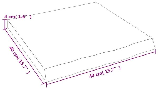 Ράφι Τοίχου 40x40x(2-4) εκ. από Ακατέργαστο Μασίφ Ξύλο Δρυός - Καφέ