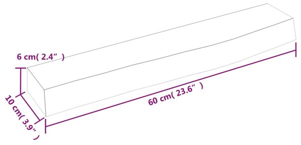 Ράφι Τοίχου Ανοιχτό Καφέ 60x10x6 εκ. Επεξεργ. Μασίφ Ξύλο Δρυός - Καφέ