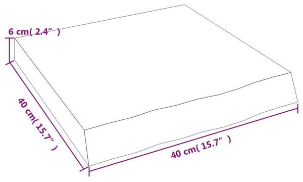 Ράφι Τοίχου Ανοιχτό Καφέ 40x40x(2-6)εκ. Επεξ. Μασίφ Ξύλο Δρυός - Καφέ