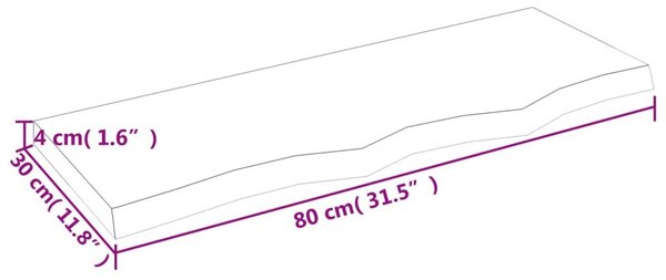 Πάγκος Μπάνιου Σκούρο Καφέ 80x30x(2-4) εκ. Επεξεργ. Μασίφ Ξύλο - Γκρι