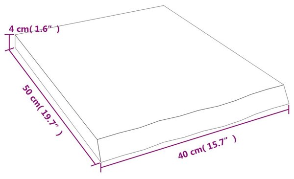 Ράφι Τοίχου 40x50x(2-4) εκ. από Ακατέργαστο Μασίφ Ξύλο Δρυός - Καφέ