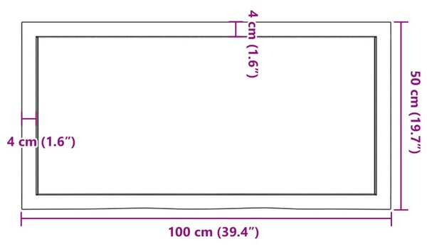 Ράφι Τοίχου Ανοιχτό Καφέ 100x50x(2-4)εκ. Επεξ. Μασίφ Ξύλο Δρυός - Καφέ