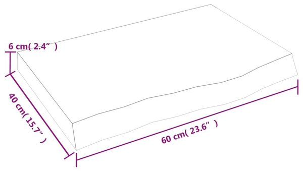 Ράφι Τοίχου Ανοιχτό Καφέ 60x40x(2-6)εκ. Επεξ. Μασίφ Ξύλο Δρυός - Καφέ