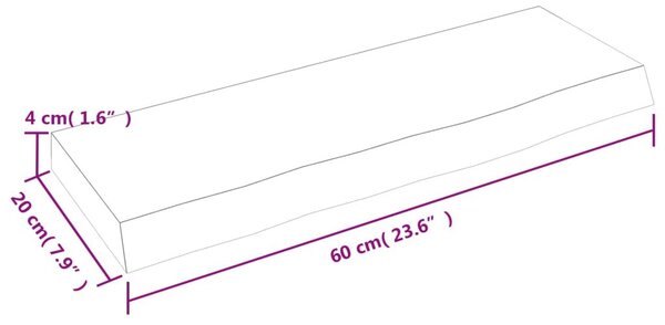 Ράφι Τοίχου Σκούρο Καφέ 60x20x4 εκ. Επεξεργ. Μασίφ Ξύλο Δρυός - Καφέ