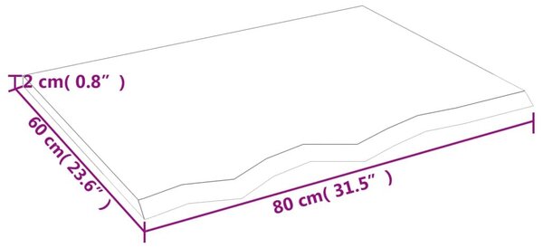 Ράφι Τοίχου Σκούρο Καφέ 80x60x2 εκ. Επεξεργ. Μασίφ Ξύλο Δρυός - Καφέ