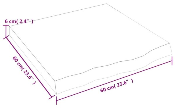 Ράφι Τοίχου Ανοιχτό Καφέ 60x60x(2-6)εκ. Επεξ. Μασίφ Ξύλο Δρυός - Καφέ