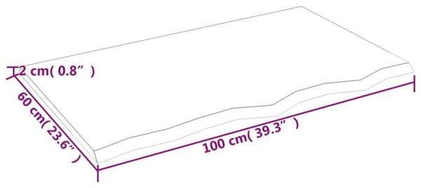 Ράφι Τοίχου 100 x 60 x 2 εκ. από Ακατέργαστο Μασίφ Ξύλο Δρυός - Καφέ