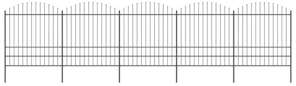 VidaXL Κάγκελα Περίφραξης με Λόγχες Μαύρα (1,75-2) x 8,5 μ. Ατσάλινα