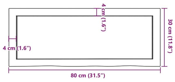 Ράφι Τοίχου Ανοιχτό Καφέ 80x30x(2-4)εκ. Επεξ. Μασίφ Ξύλο Δρυός - Καφέ