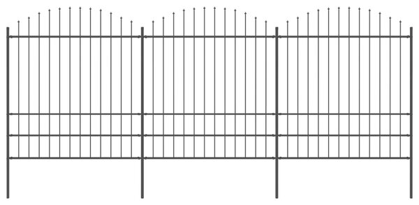 VidaXL Κάγκελα Περίφραξης με Λόγχες Μαύρα (1,75-2) x 5,1 μ. Ατσάλινα