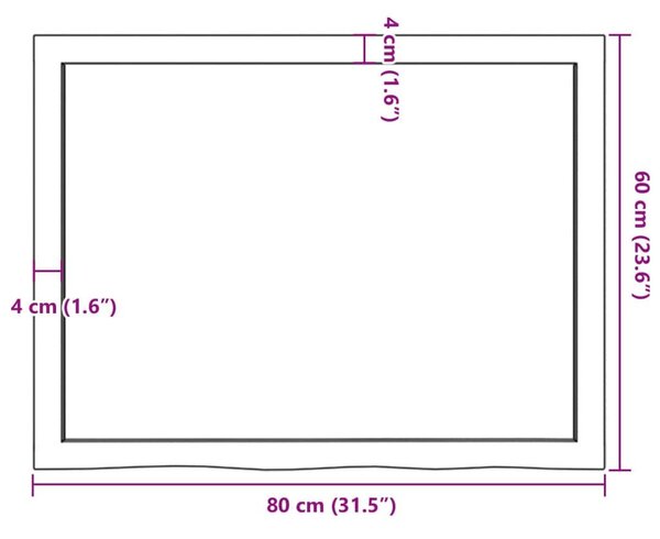 Ράφι Τοίχου Ανοιχτό Καφέ 80x60x(2-4)εκ. Επεξ. Μασίφ Ξύλο Δρυός - Καφέ