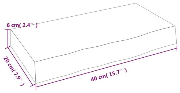 Ράφι Τοίχου Σκούρο Καφέ 40x20x6 εκ. Επεξεργ. Μασίφ Ξύλο Δρυός - Καφέ