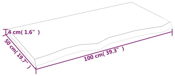 Ράφι Τοίχου Ανοιχτό Καφέ 100x50x(2-4)εκ. Επεξ. Μασίφ Ξύλο Δρυός - Καφέ