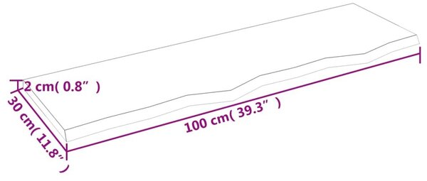 Ράφι Τοίχου Σκούρο Καφέ 100x30x2 εκ. Επεξεργ. Μασίφ Ξύλο Δρυός - Καφέ