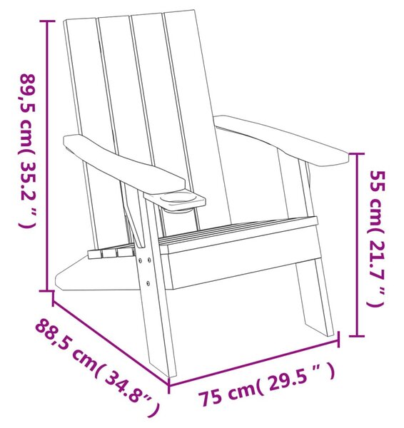 Καρέκλα Κήπου Adirondack Αν. Καφέ 75x88,5x89,5 εκ. Πολυπρ/λένιο - Καφέ