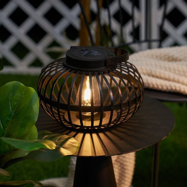 Pauleen LED ηλιακή επιτραπέζια λάμπα SUNSHINE BLISS μαύρη 17 εκ. IP44, Μαύρο, Μπαμπού, Νεανική διαβίωση