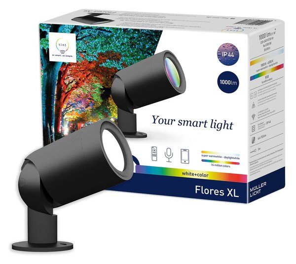 Εξωτερικός προβολέας LED απόχρωσης Flores XL, IP44, CCT, RGB