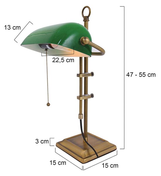 Φωτιστικό γραφείου Ancilla, ρυθμιζόμενο μπρονζέ/πράσινο